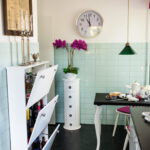 alter Schuhschrank nach Umgestaltung mit 3 Etagen